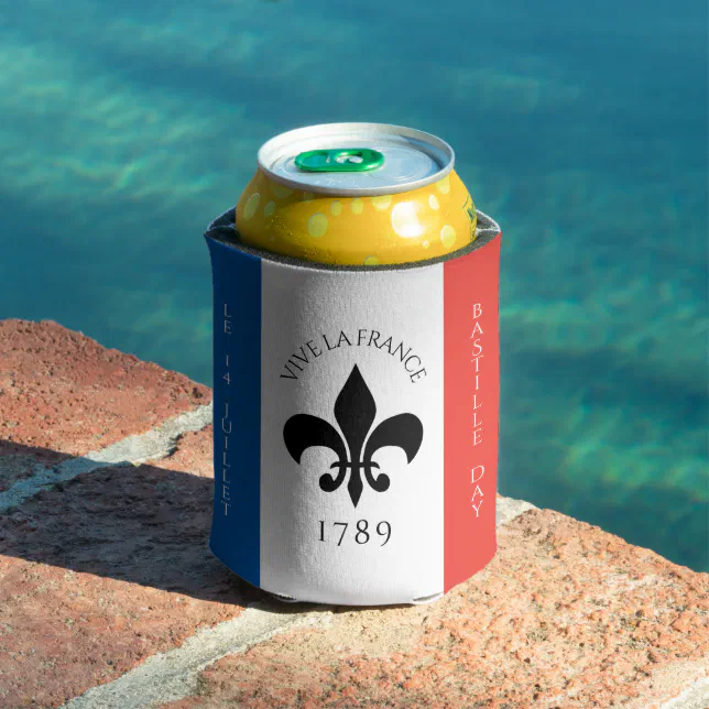 Bastille Day Fleur-de-Lis Tricolore France Flag Can Cooler