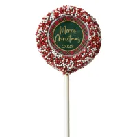 Red Plaid Gold Foil Script Merry Christmas Chocolate Covered Oreo Pop
