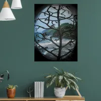 Hawaiian Ocean Beach Tree Photo Spotlight Poster
