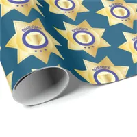 Police Patrolman Gold Sheriff Badge Retirement Wrapping Paper