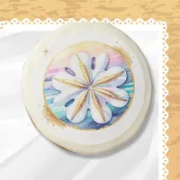 Soft Pastel Ocean Coastal Sand dollar Wedding  Sugar Cookie