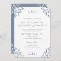 Dusty Blue Wedding Invitations | Elegant Vintage