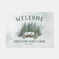 Welcome Family Cabin Rustic Pine Forest Doormat