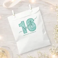 Teal Glitter Script Sweet 16 Birthday Favor Bag