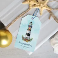 Christmas Nautical Watercolor Lighthouse Gift Tags