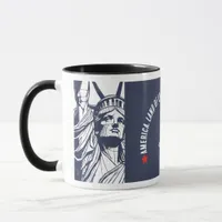 Statue of Liberty Sketch with Navy Blue Accent Mug