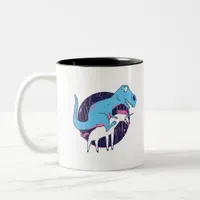 Trex Riding Unicorn Two-Tone Coffee Mug