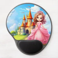 Cute Princess in a Fairy Tale Castle Personalized Gel Mouse Pad
