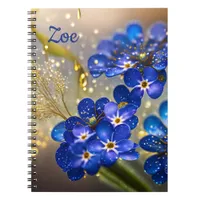 Forget-me-not flower with gold accents notebook