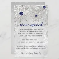 Budget Navy Snowflakes We've Moved Holiday Cards