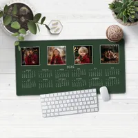 2025 Calendar Forest Green Modern Photo Collage Desk Mat