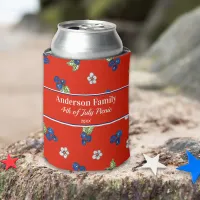 Blueberry Red White Blue Fourth of July Picnic Can Cooler