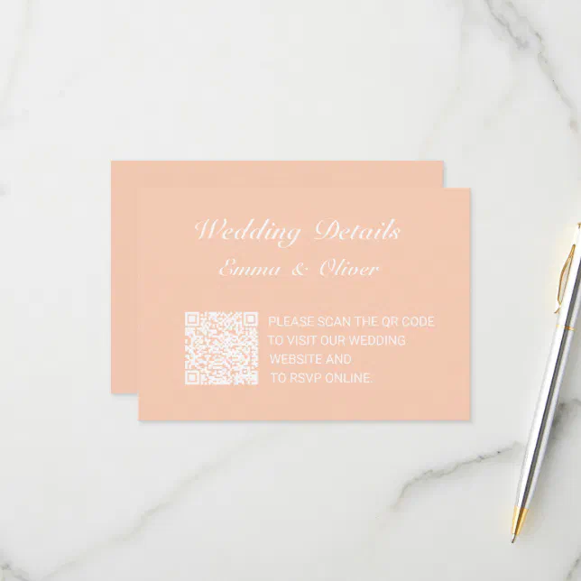 QR Code Wedding Website Details Enclosure Card