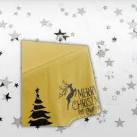 Black on Gold Merry Christmas | Medium    Tablecloth