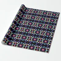 Neon Starburst Kaleidoscope Wrapping Paper