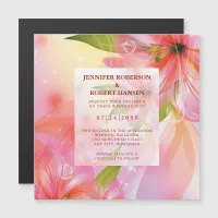 Pink Hibiscus Flower Wedding Magnetic Card