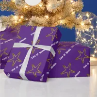 Star of Wonder Faux Gold Purple Christmas Gift Wrapping Paper