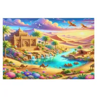 Fantasy Celestial Ancient Desert Oasis | Metal Print