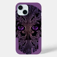 Filigree Skull in Shades of Purple iPhone 15 Case