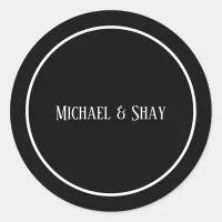 Classic Black & White Wedding Round Sticker