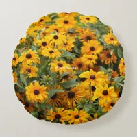 Rudbeckias / A Bed of Black-Eyed Susans Round Pillow