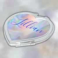 Monogram Name in Blue on Mother Of Pearl | Compact Mirror