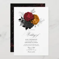 Vintage Gothic Elegance in Orange, Red, and Black Invitation