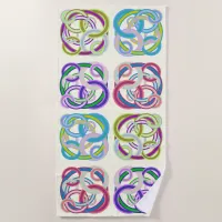 Entangled colorful circles beach towel