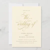 Elegant Cream and Gold Luxury Wedding Invitation