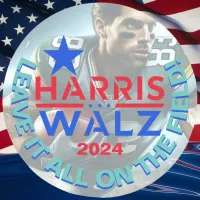 Kamala Harris, Tim Walz Leave It All on the Field! Classic Round Sticker