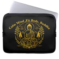 Symbolic Buddha Surrounded by Nature Elements Laptop Sleeve