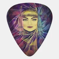 Psychedelic Dreamy Girl Watercolor Hanpainted Guitar Pick