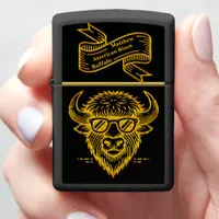 Gold Bison Head With Mountains and Trees Zippo Lighter