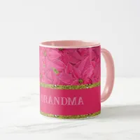 Fuchsia colored poinsettias, custom christmas  mug