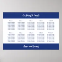 Dark Blue 10 Table Seating Chart Poster