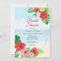 Geometric Tropical Floral Bridal Shower Invitation