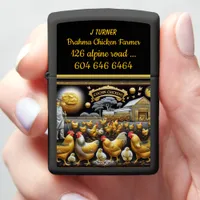 Cochin Chickens Thrive on a Sunny Farm in Spring Zippo Lighter