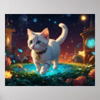 *~*  Kitty Cat 5:4 Feline Kitten Celestial Fantasy Poster