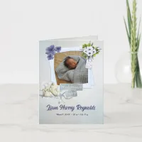 Teal Shabby Style Baby Flat Announcement Card