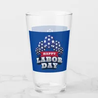 Happy Labor Day Red White Blue Stars  Glass