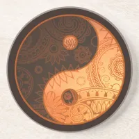 Patterned Yin Yang Gold Sandstone Coaster