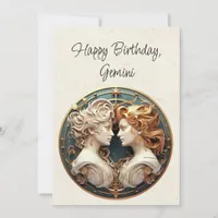 Gemini Twins Zodiac Minimalist Birthday Flat Card