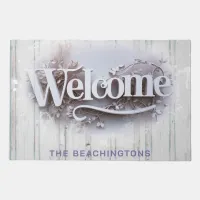 *~* Family Name WELCOME  AP80 Rustic Wood Doormat