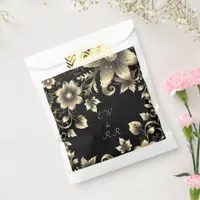 Elegant Black and Gold Floral Wedding  Favor Bag