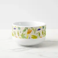 Rustic Watercolor Floral Garden Botanical Soup Mug