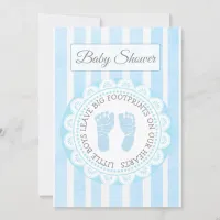 Blue Footprints Boys Baby Shower Invitation