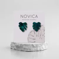 Elegant Monstera Leaf Earring Display Card