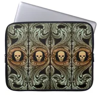 Goth Sage Green Ornament With Skull Laptop Sleeve