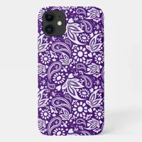 Stylish Purple and White Boho Paisley Patterned iPhone 11 Case