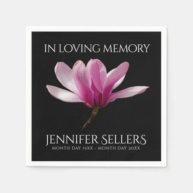 Purple Magnolia In Loving Memory Napkins